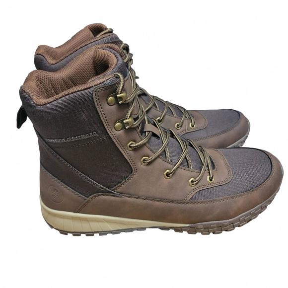 NEW RESERVED FOOTWEAR NEW YORK men's faux leather lace-up boot in brown - Picture 1 of 5